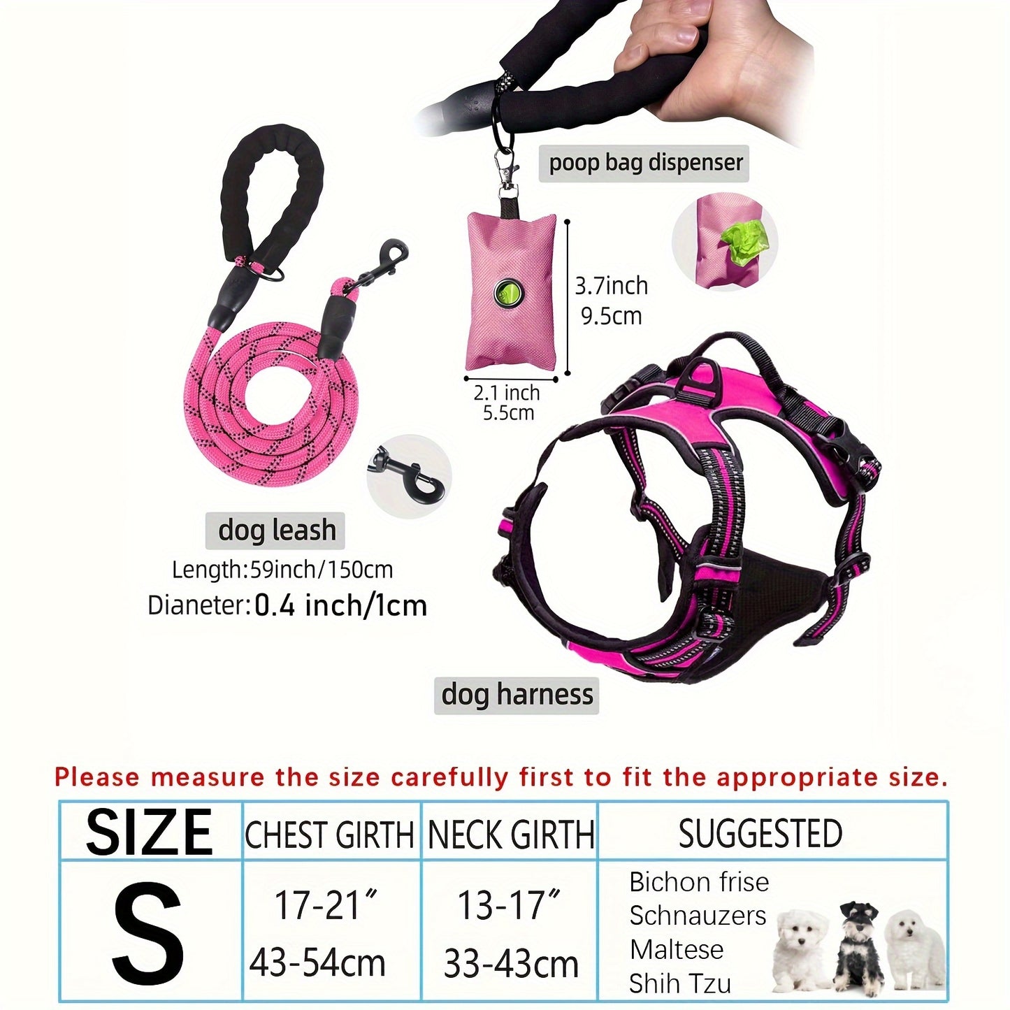 Adjustable Escape-Proof Dog Harness Set for Medium & Large Dogs