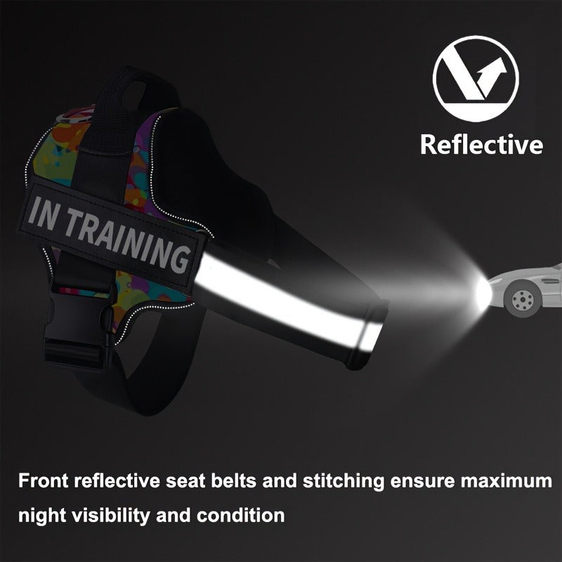 Night-Safe Reflective Dog Harness - No-Pull Design with Handle for Evening Walks & Training