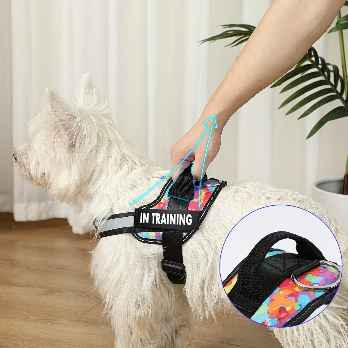 Night-Safe Reflective Dog Harness - No-Pull Design with Handle for Evening Walks & Training