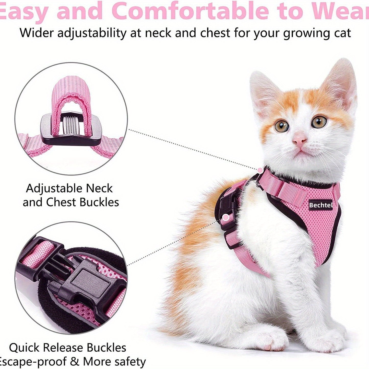 Adjustable Cat Traction Rope - Anti-Slip Vest Style Pet Harness