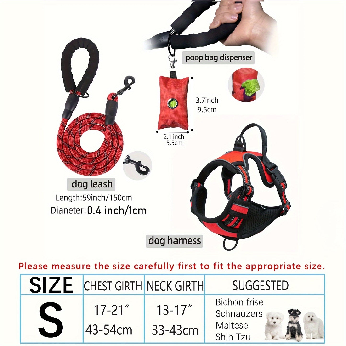 Adjustable Escape-Proof Dog Harness Set for Medium & Large Dogs