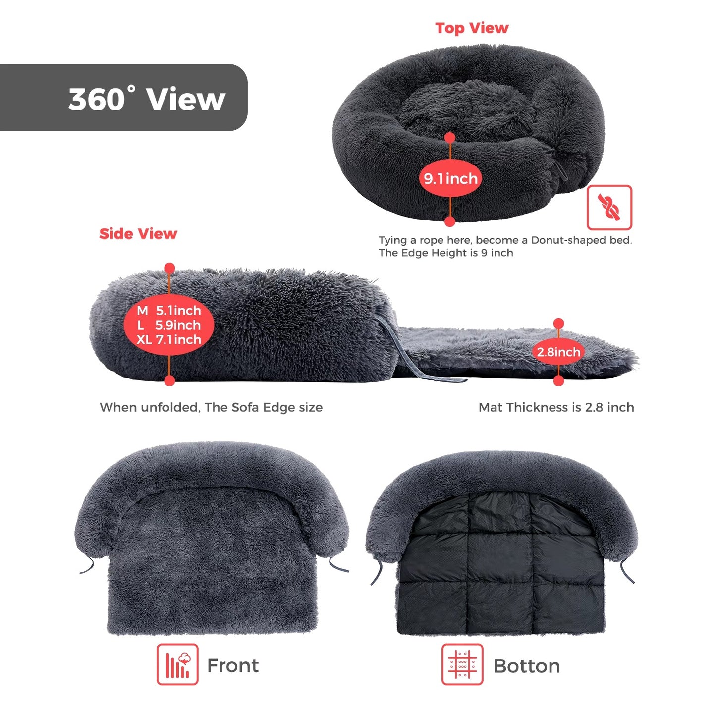 Washable Fluffy Dog Bed