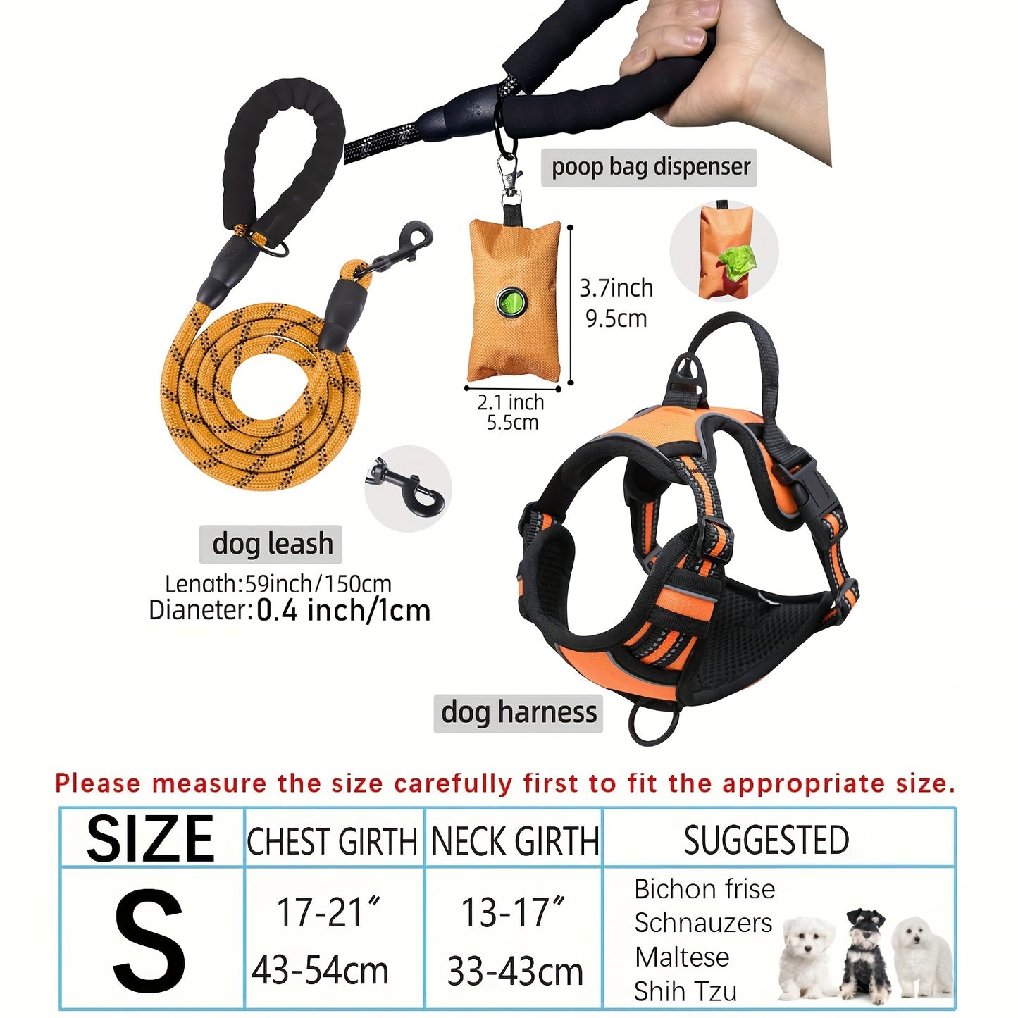 Adjustable Escape-Proof Dog Harness Set for Medium & Large Dogs