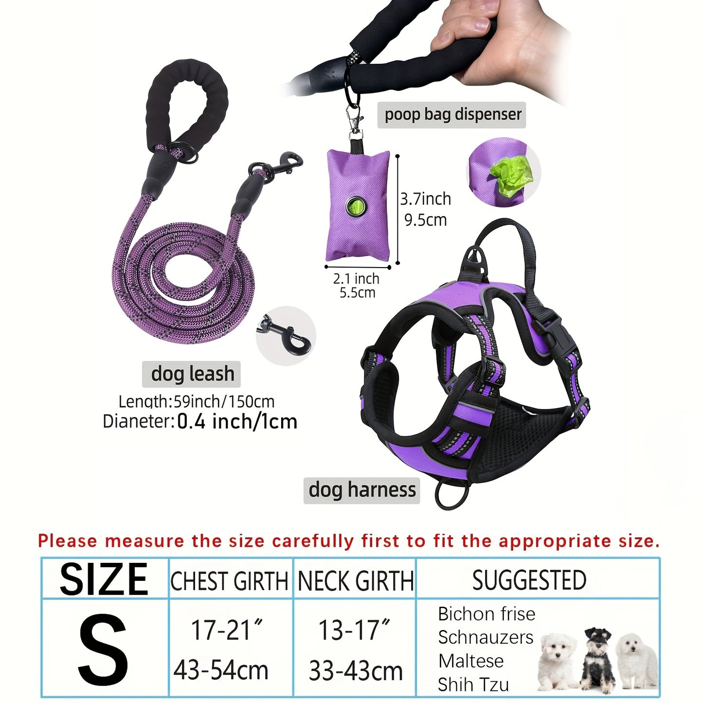 Adjustable Escape-Proof Dog Harness Set for Medium & Large Dogs