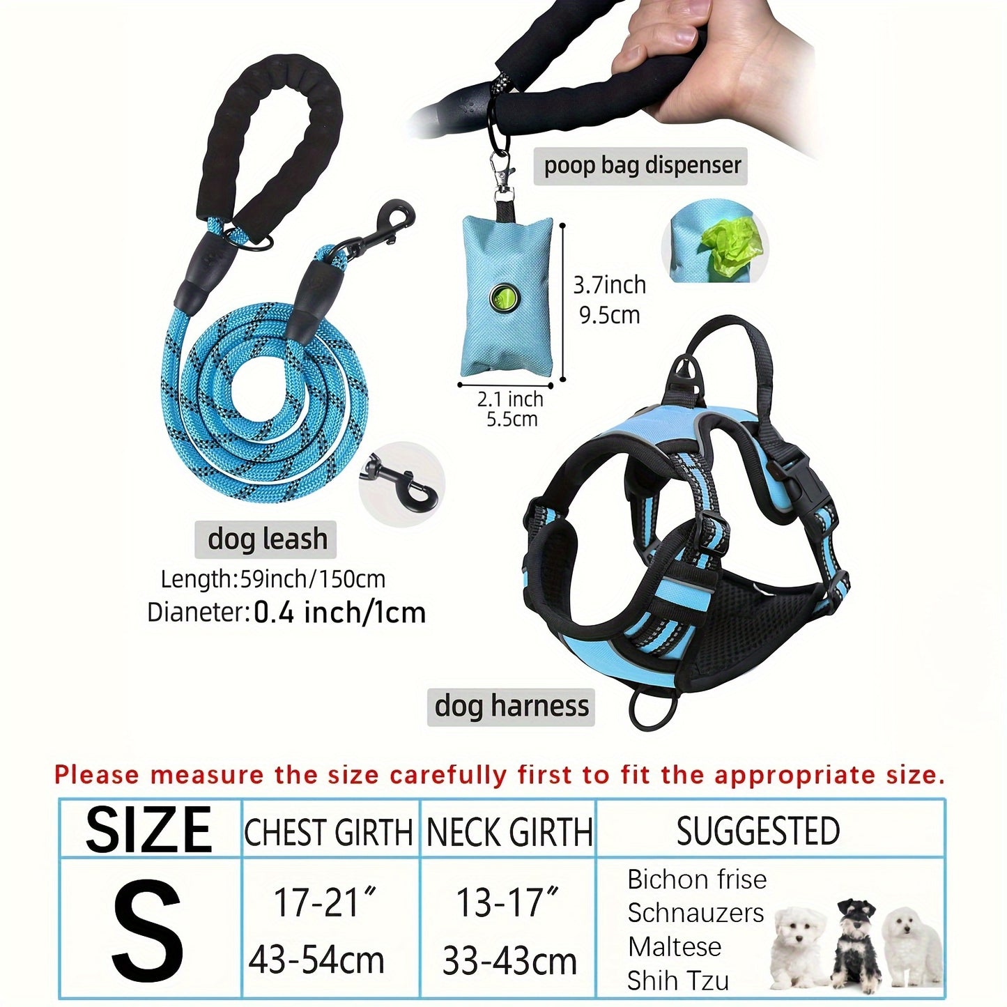 Adjustable Escape-Proof Dog Harness Set for Medium & Large Dogs