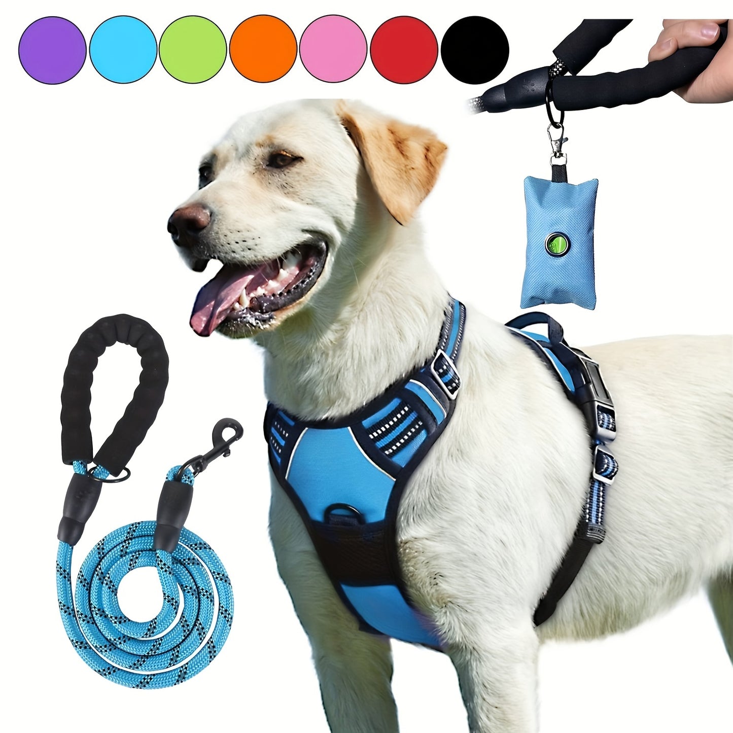 Adjustable Escape-Proof Dog Harness Set for Medium & Large Dogs