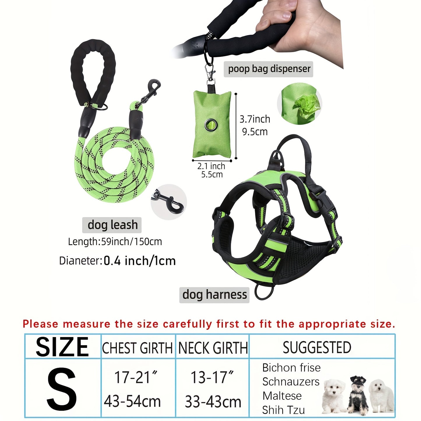 Adjustable Escape-Proof Dog Harness Set for Medium & Large Dogs