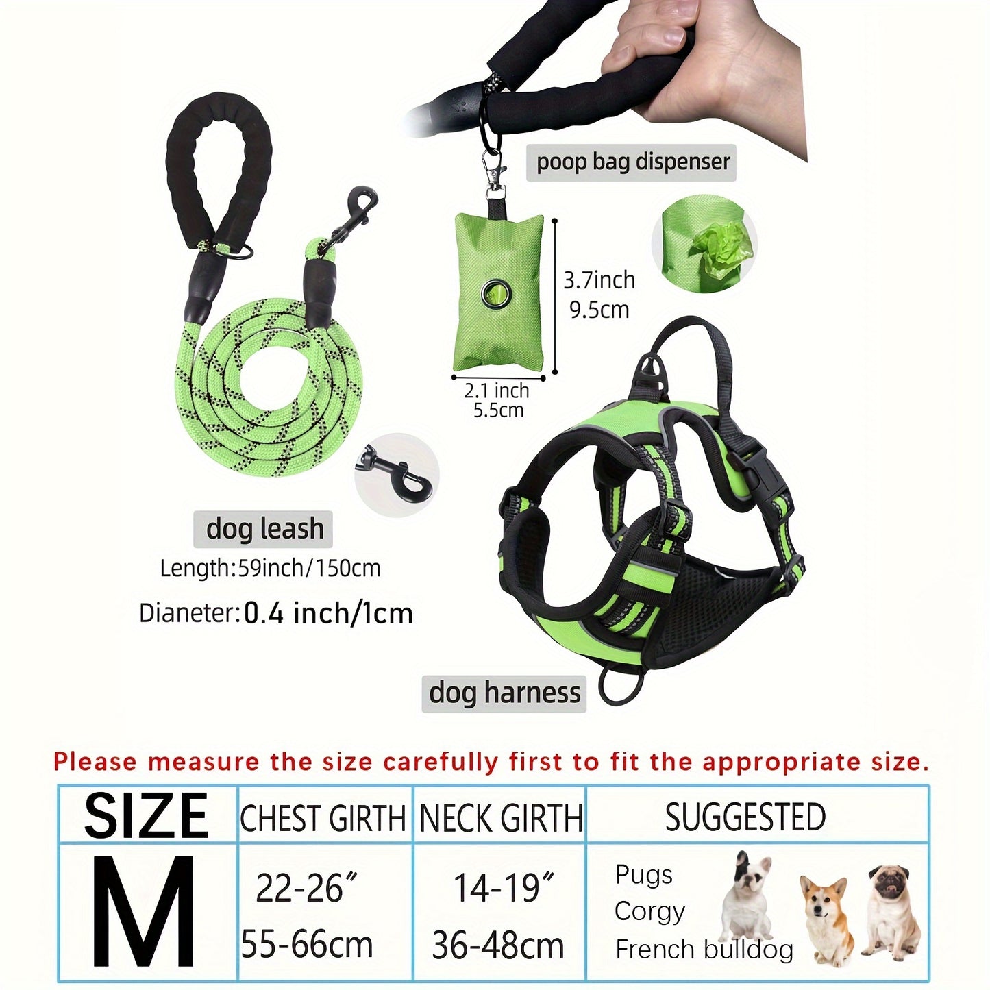 Adjustable Escape-Proof Dog Harness Set for Medium & Large Dogs