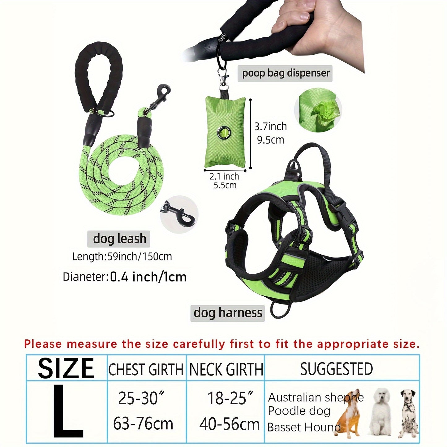 Adjustable Escape-Proof Dog Harness Set for Medium & Large Dogs