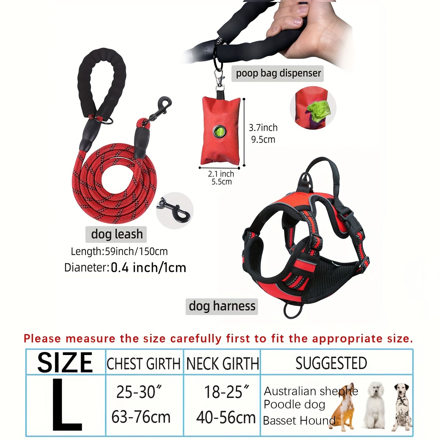 Adjustable Escape-Proof Dog Harness Set for Medium & Large Dogs