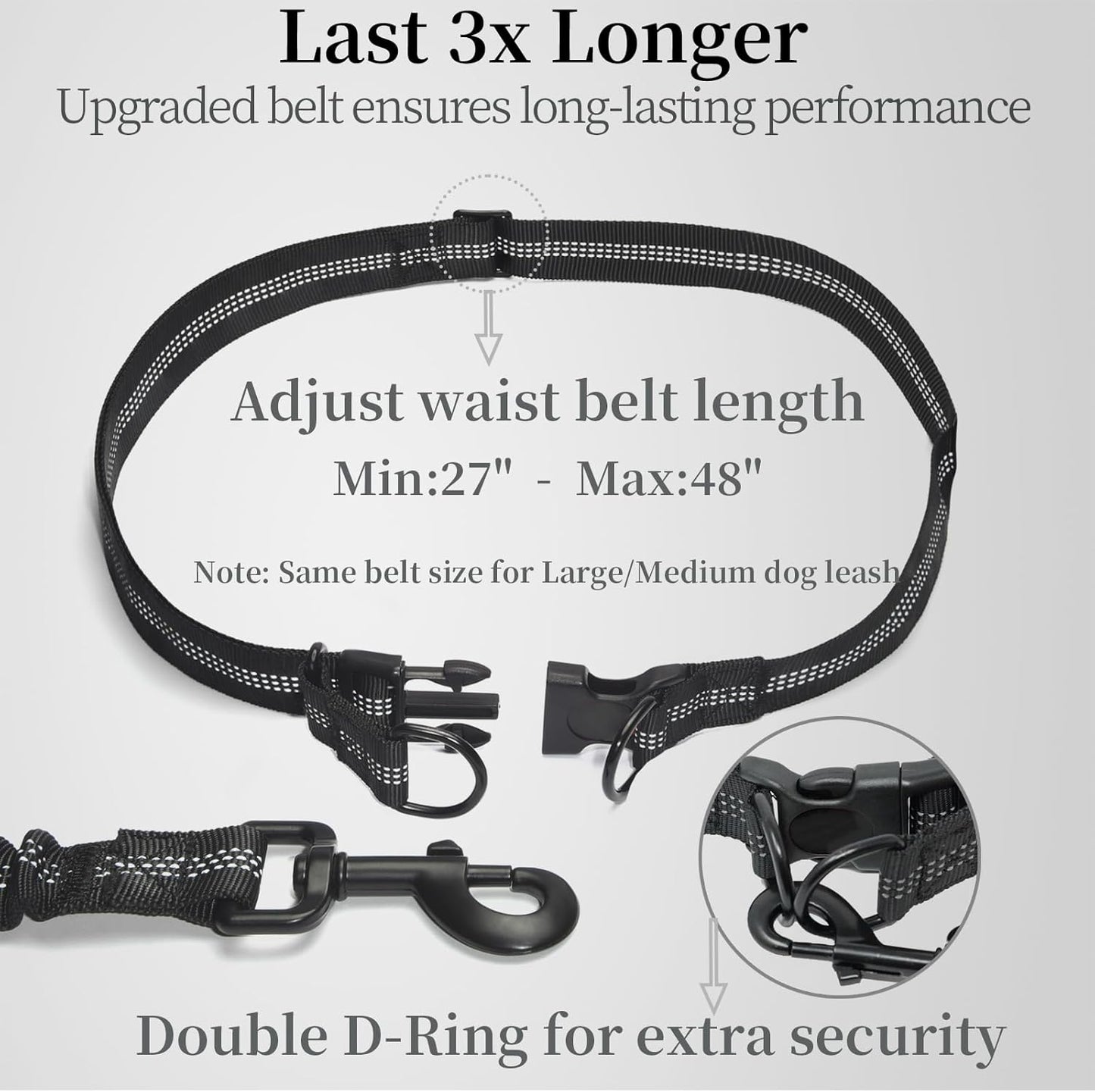 iYoShop Hands-Free Dog Leash with Zipper Pouch – Dual Padded Handles & Bungee for Walking, Jogging & Running
