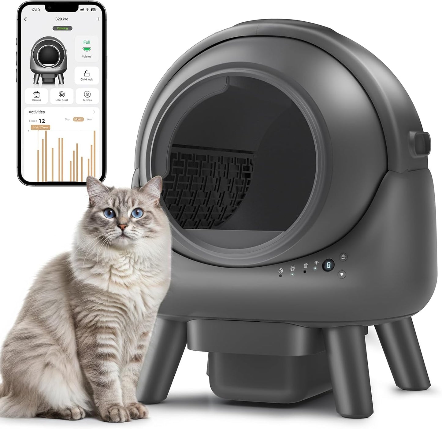 Automatic Litter Box - APP Controlled, Odor Elimination, Multi Cat Compatible
