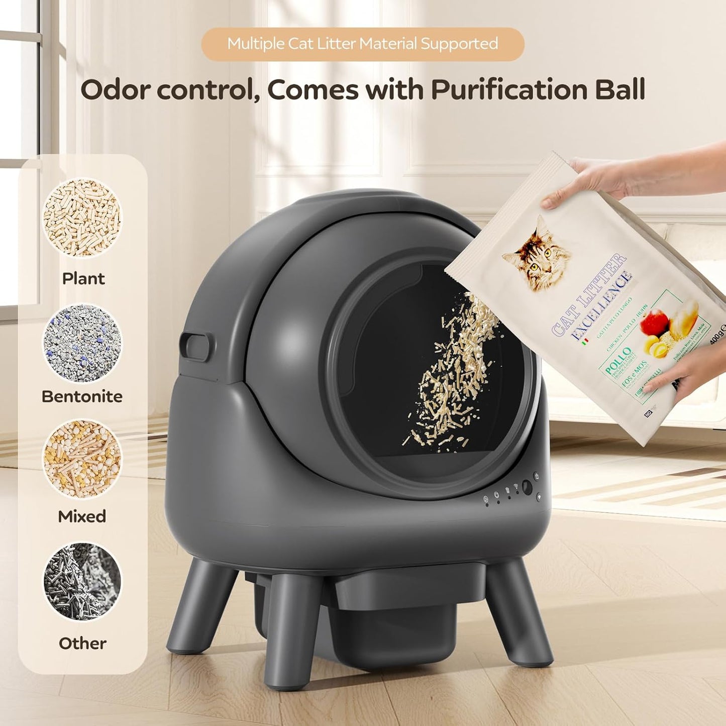 Automatic Litter Box - APP Controlled, Odor Elimination, Multi Cat Compatible