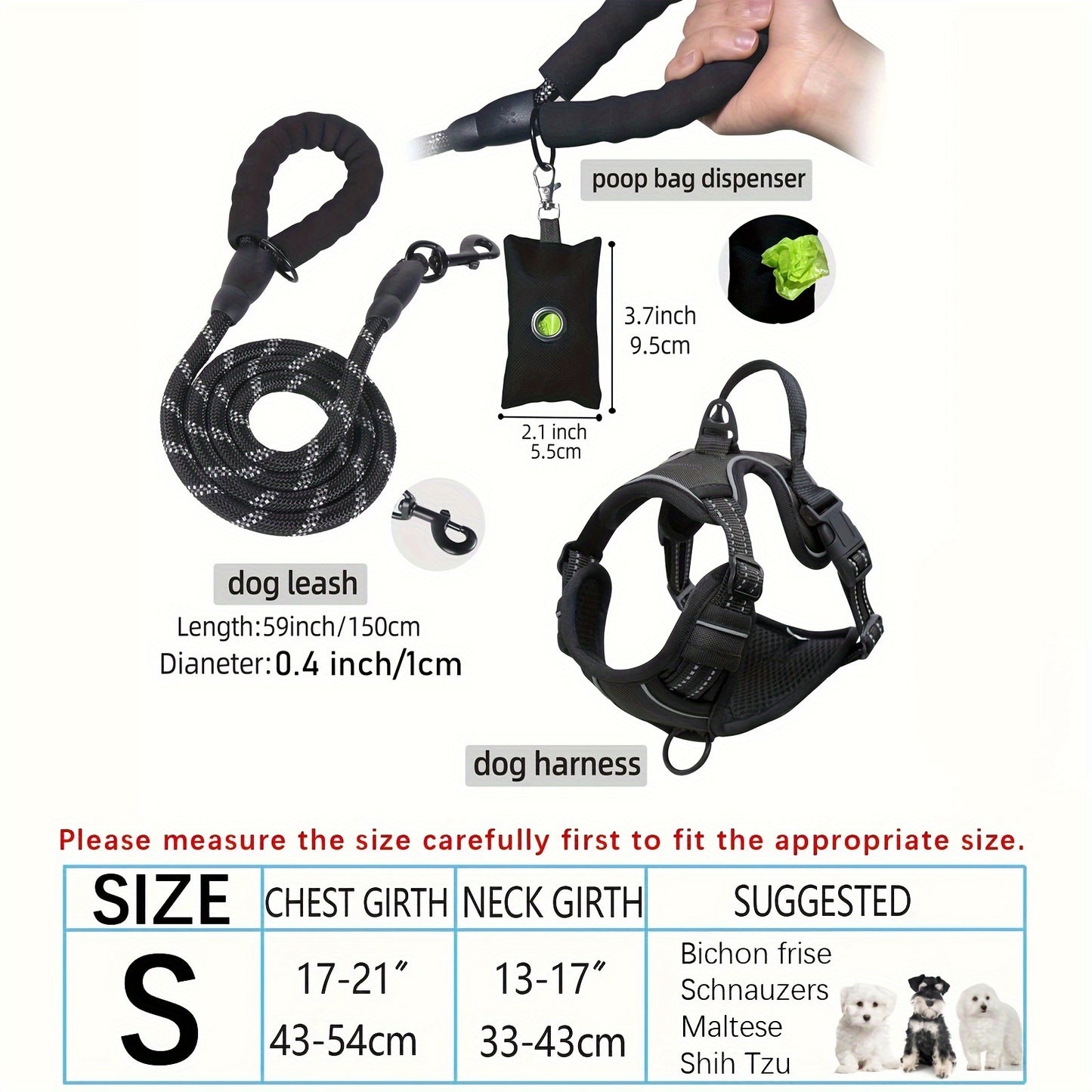 Adjustable Escape-Proof Dog Harness Set for Medium & Large Dogs