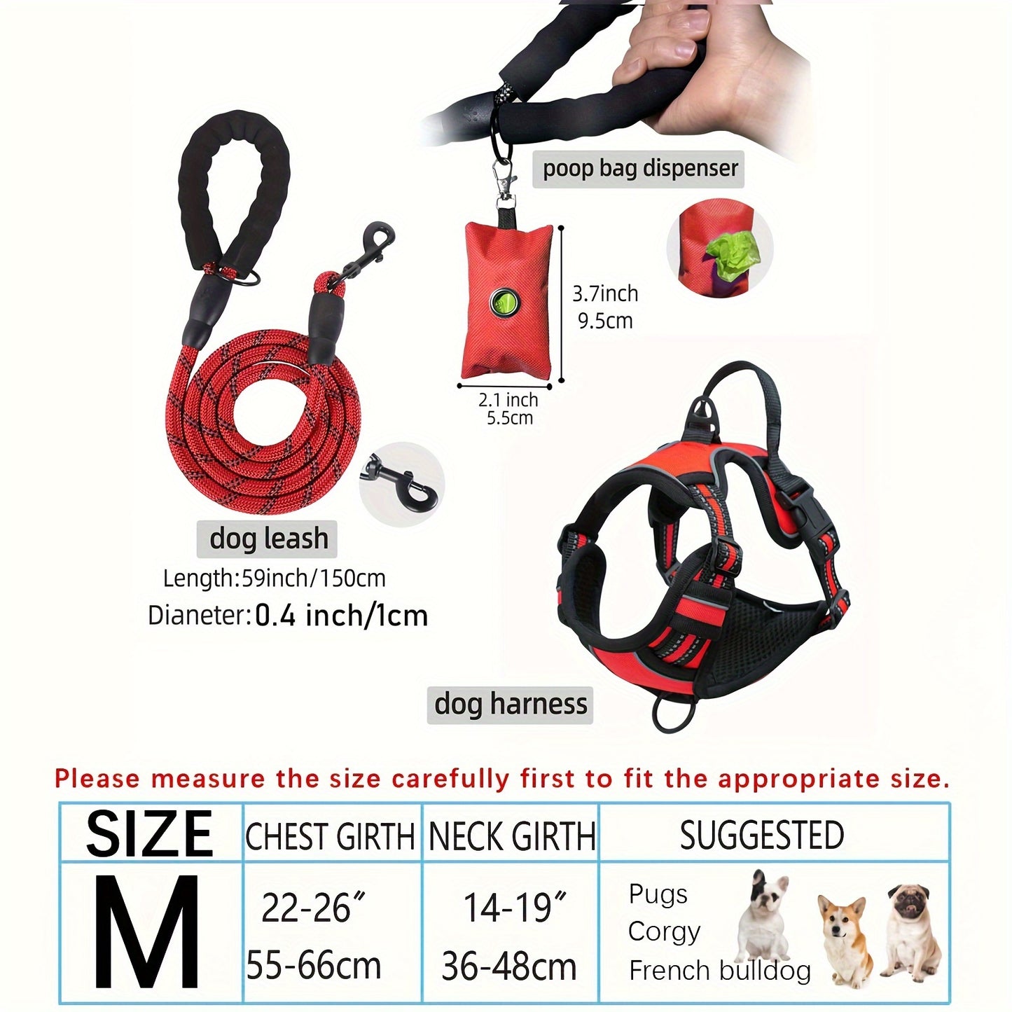 Adjustable Escape-Proof Dog Harness Set for Medium & Large Dogs