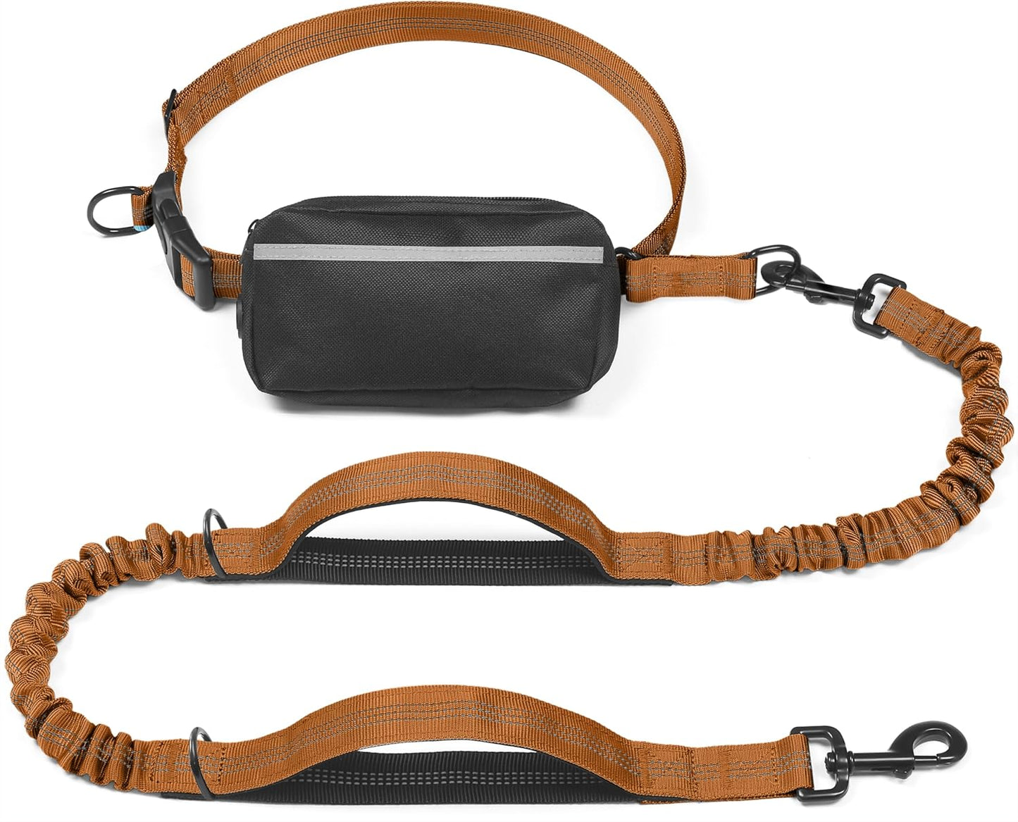 iYoShop Hands-Free Dog Leash with Zipper Pouch – Dual Padded Handles & Bungee for Walking, Jogging & Running