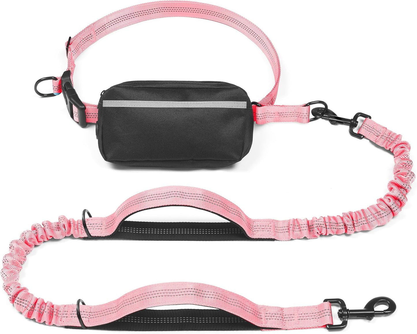 iYoShop Hands-Free Dog Leash with Zipper Pouch – Dual Padded Handles & Bungee for Walking, Jogging & Running