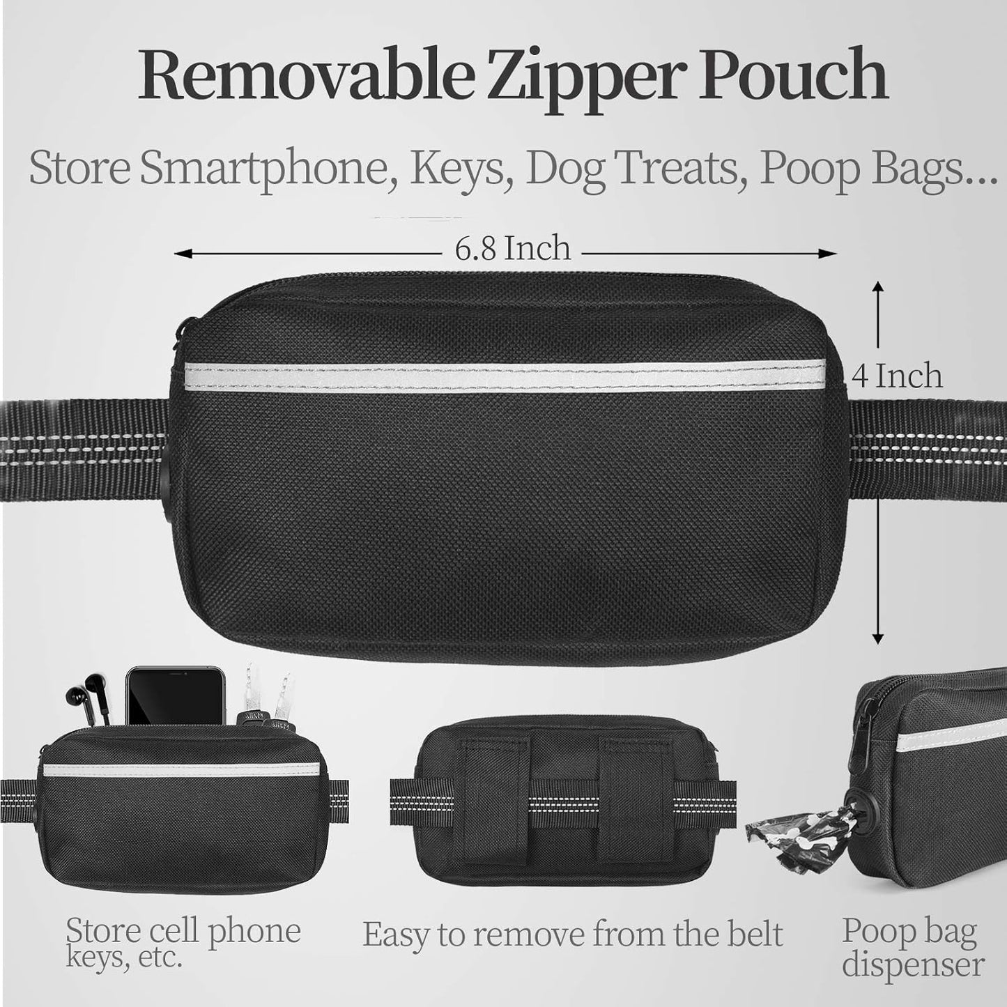 iYoShop Hands-Free Dog Leash with Zipper Pouch – Dual Padded Handles & Bungee for Walking, Jogging & Running