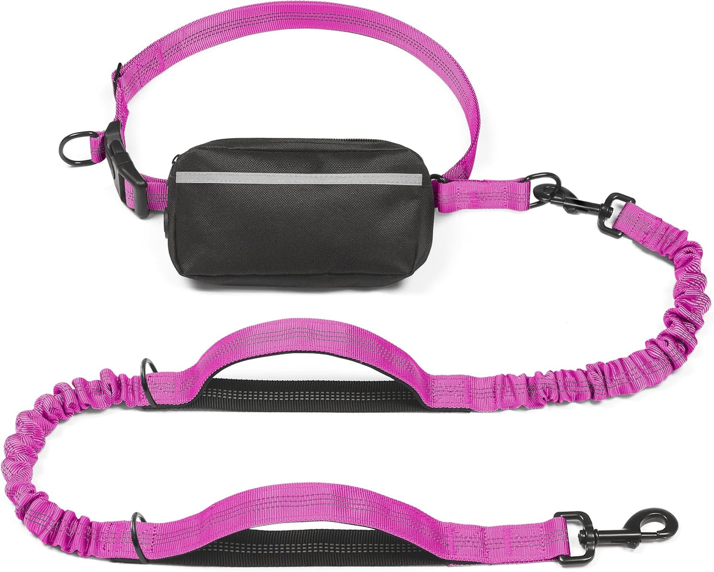 iYoShop Hands-Free Dog Leash with Zipper Pouch – Dual Padded Handles & Bungee for Walking, Jogging & Running