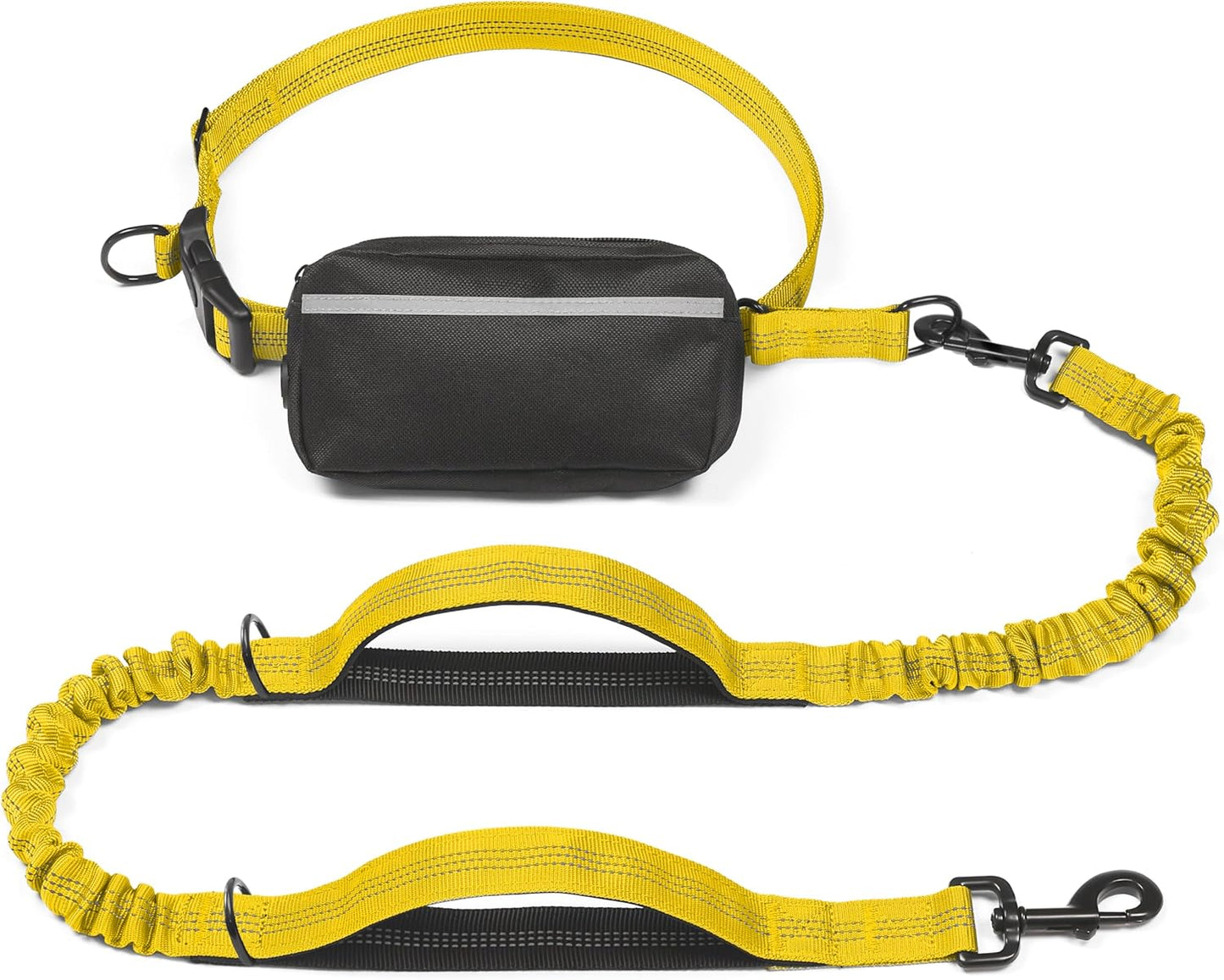 iYoShop Hands-Free Dog Leash with Zipper Pouch – Dual Padded Handles & Bungee for Walking, Jogging & Running