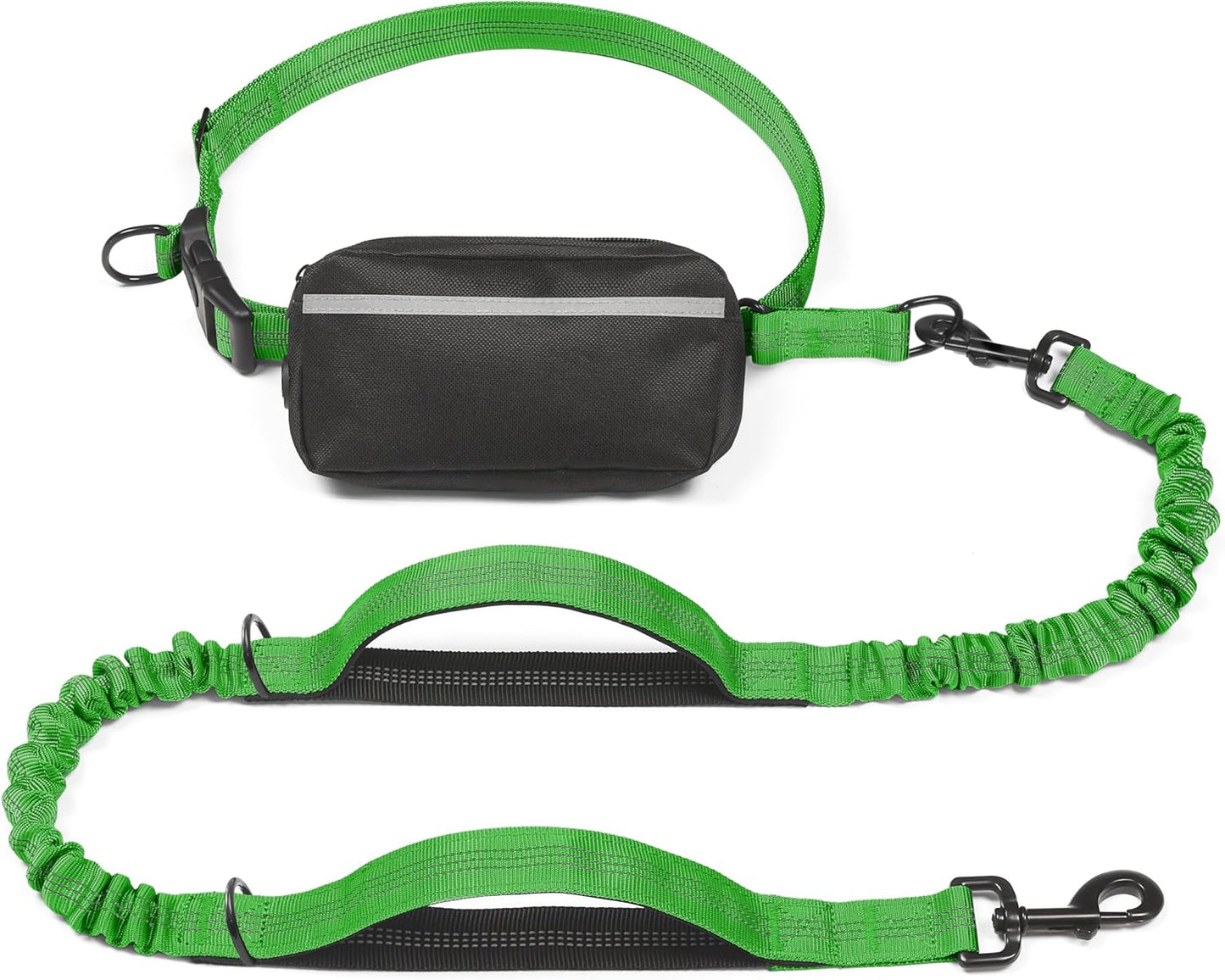 iYoShop Hands-Free Dog Leash with Zipper Pouch – Dual Padded Handles & Bungee for Walking, Jogging & Running