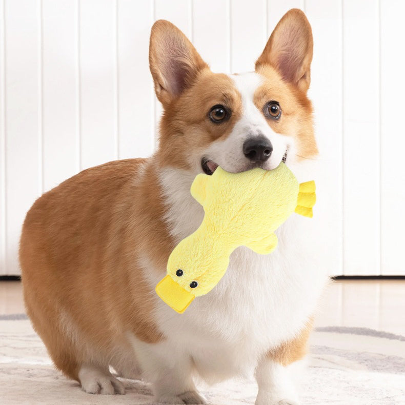 Yellow Duck Plush Chew Toy for Pet