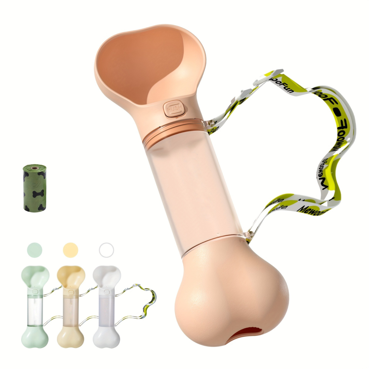 Portable Dog Water Bottle – Leak-Proof, Bone Design, Strap for Outdoor Hydration