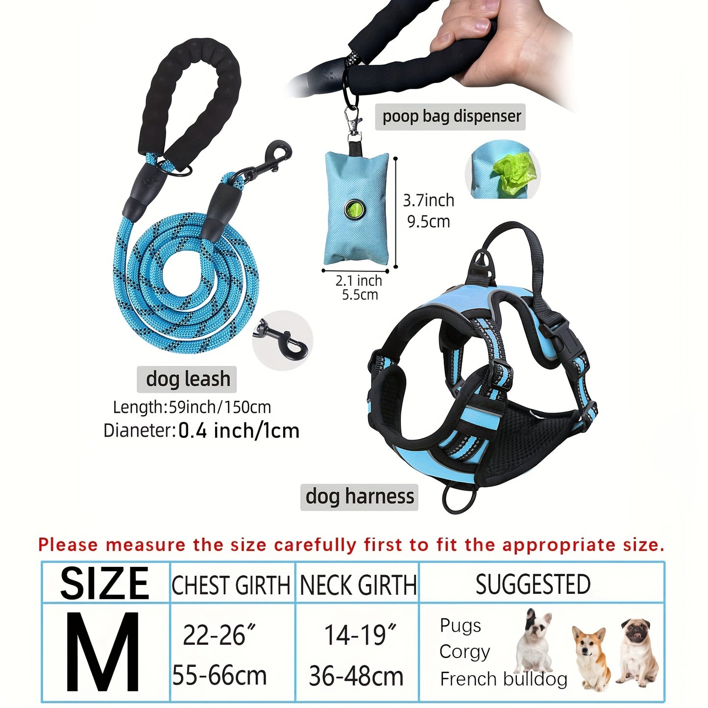 Adjustable Escape-Proof Dog Harness Set for Medium & Large Dogs