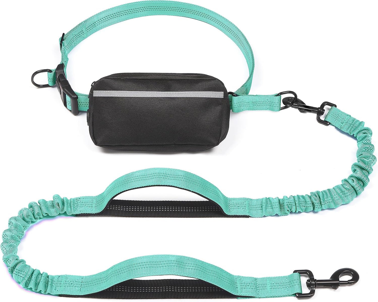 iYoShop Hands-Free Dog Leash with Zipper Pouch – Dual Padded Handles & Bungee for Walking, Jogging & Running