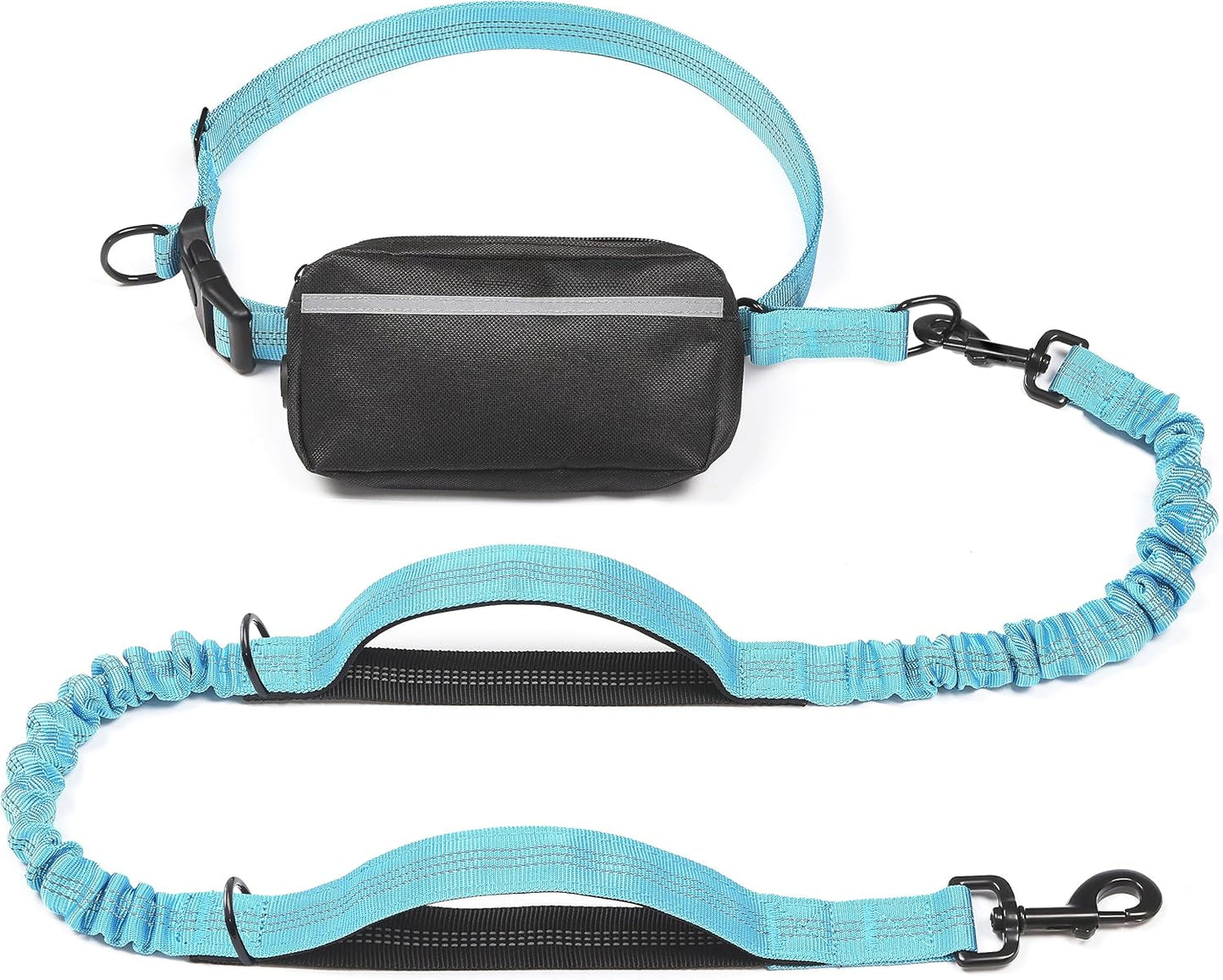 iYoShop Hands-Free Dog Leash with Zipper Pouch – Dual Padded Handles & Bungee for Walking, Jogging & Running