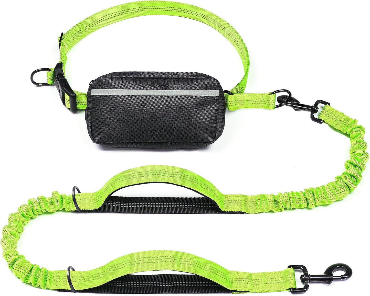 iYoShop Hands-Free Dog Leash with Zipper Pouch – Dual Padded Handles & Bungee for Walking, Jogging & Running