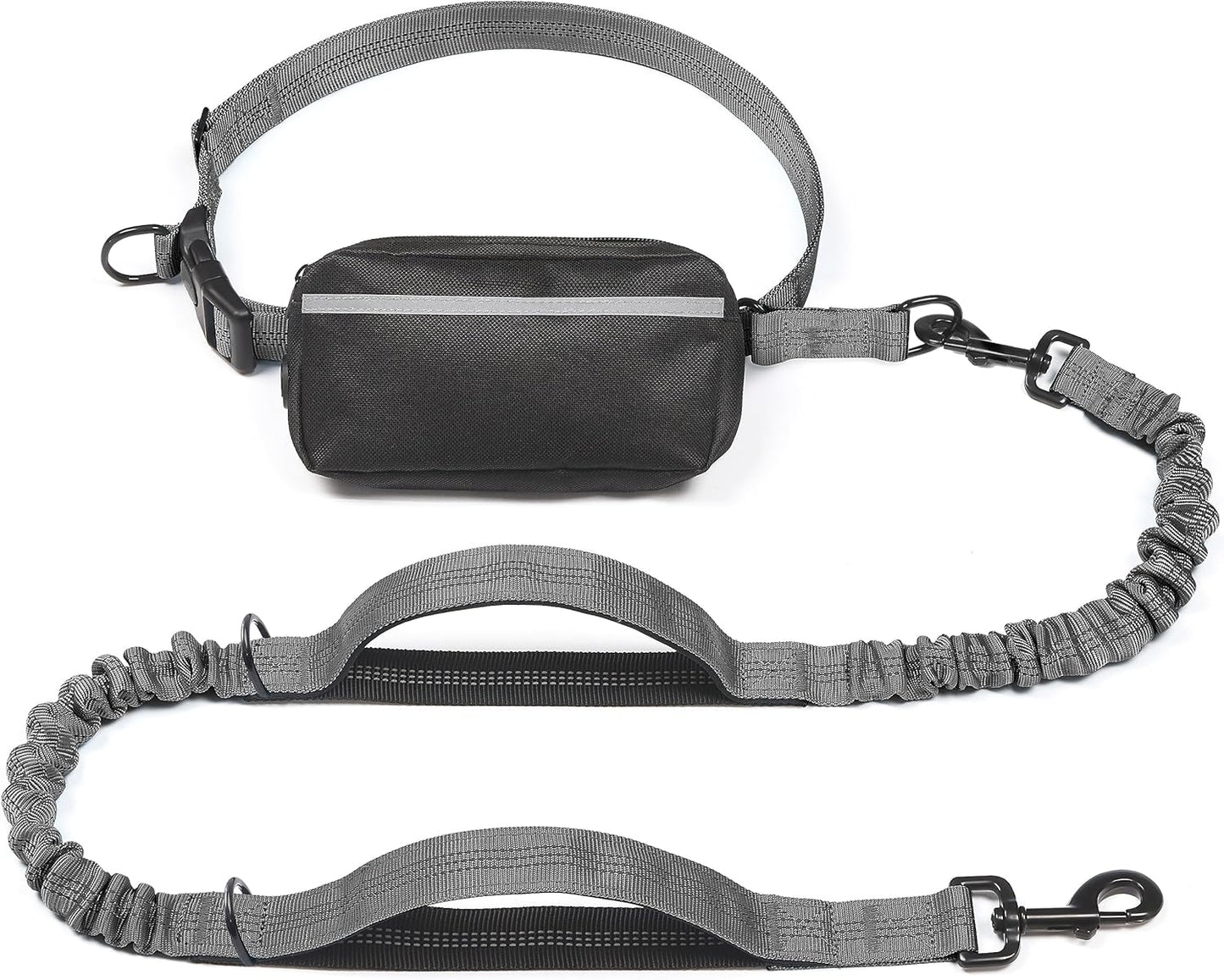 iYoShop Hands-Free Dog Leash with Zipper Pouch – Dual Padded Handles & Bungee for Walking, Jogging & Running
