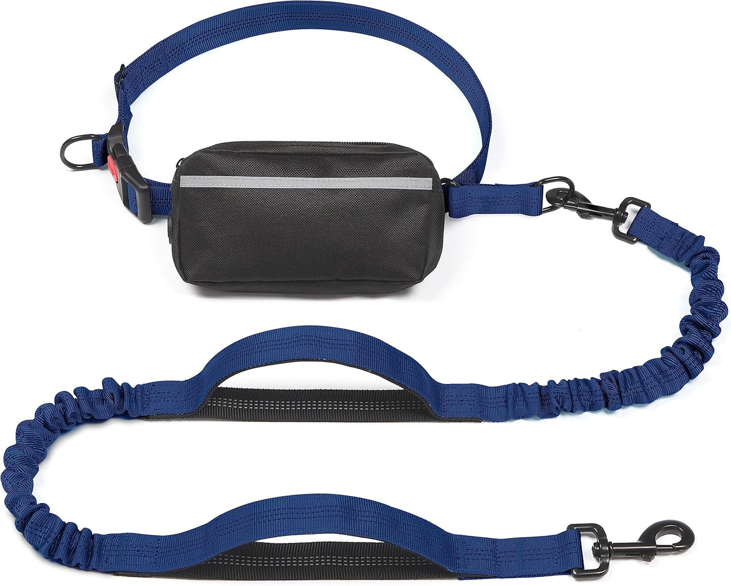iYoShop Hands-Free Dog Leash with Zipper Pouch – Dual Padded Handles & Bungee for Walking, Jogging & Running