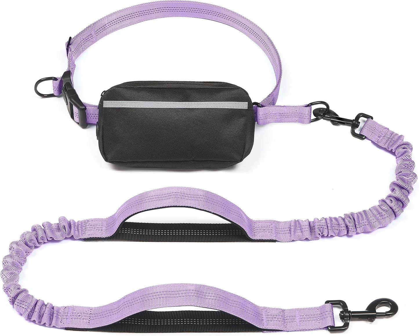 iYoShop Hands-Free Dog Leash with Zipper Pouch – Dual Padded Handles & Bungee for Walking, Jogging & Running