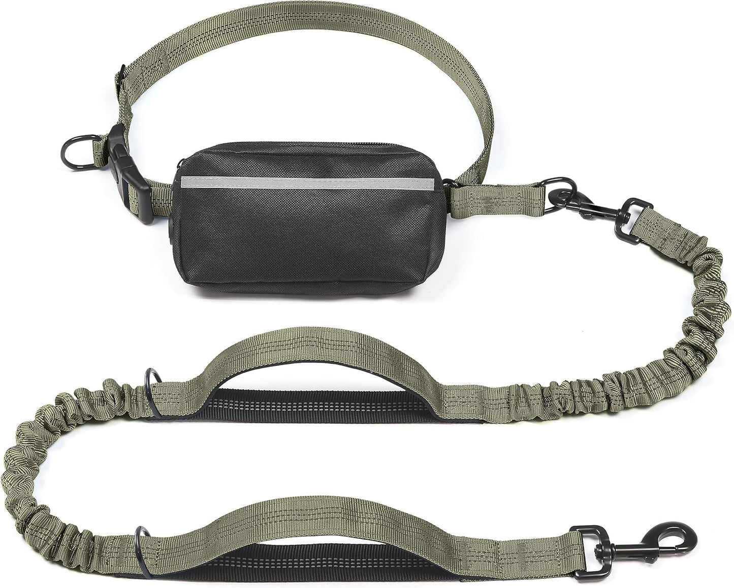 iYoShop Hands-Free Dog Leash with Zipper Pouch – Dual Padded Handles & Bungee for Walking, Jogging & Running