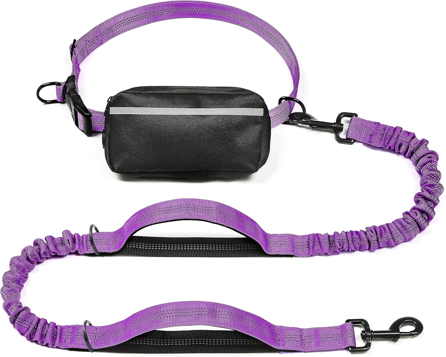 iYoShop Hands-Free Dog Leash with Zipper Pouch – Dual Padded Handles & Bungee for Walking, Jogging & Running