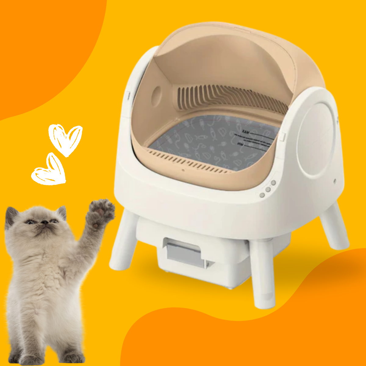 Self-Cleaning Cat Litter Box for Multiple Cats – Odor-Free Waste Disposal includes Trash Bags