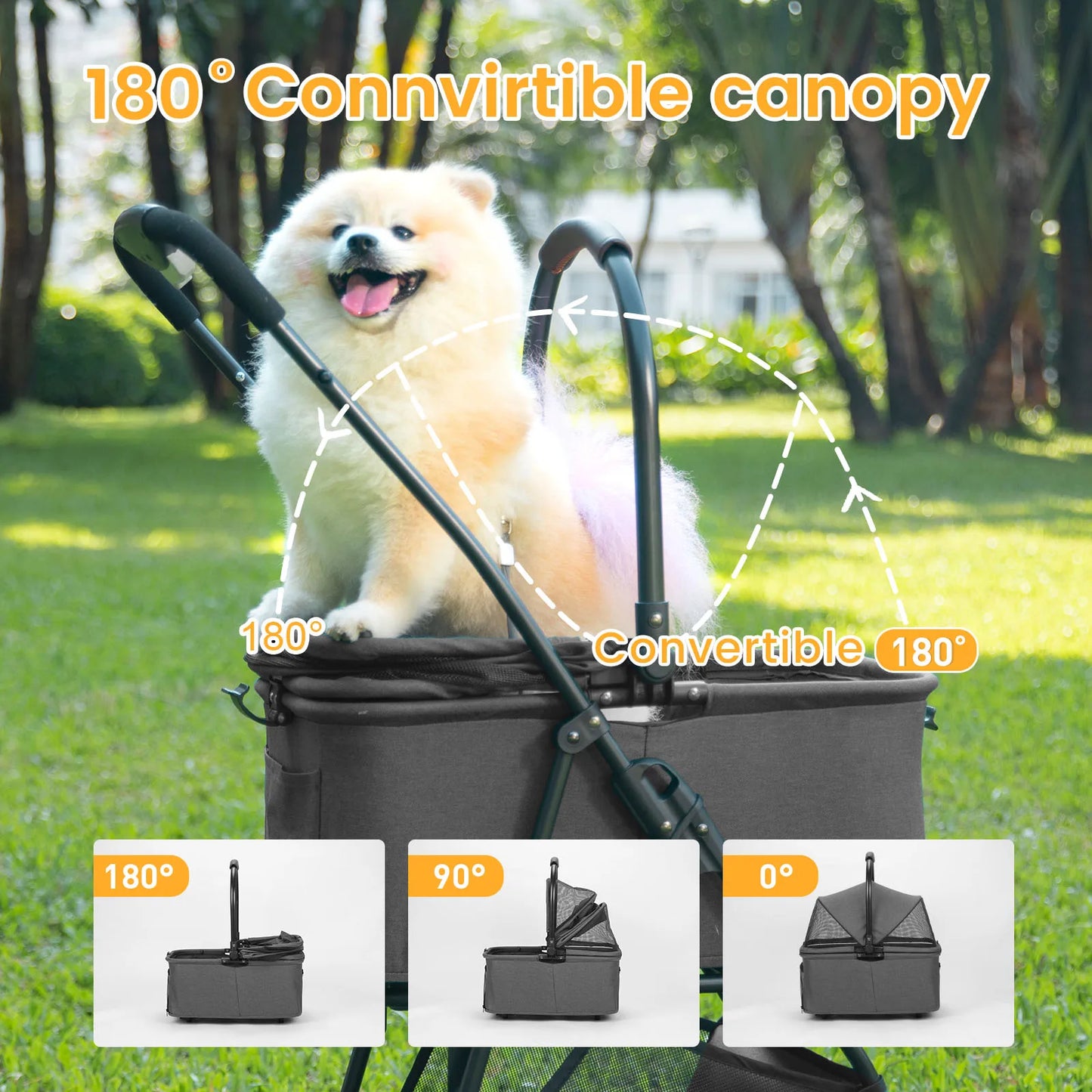 Luxury Detachable Pet Stroller - One-Click Folding