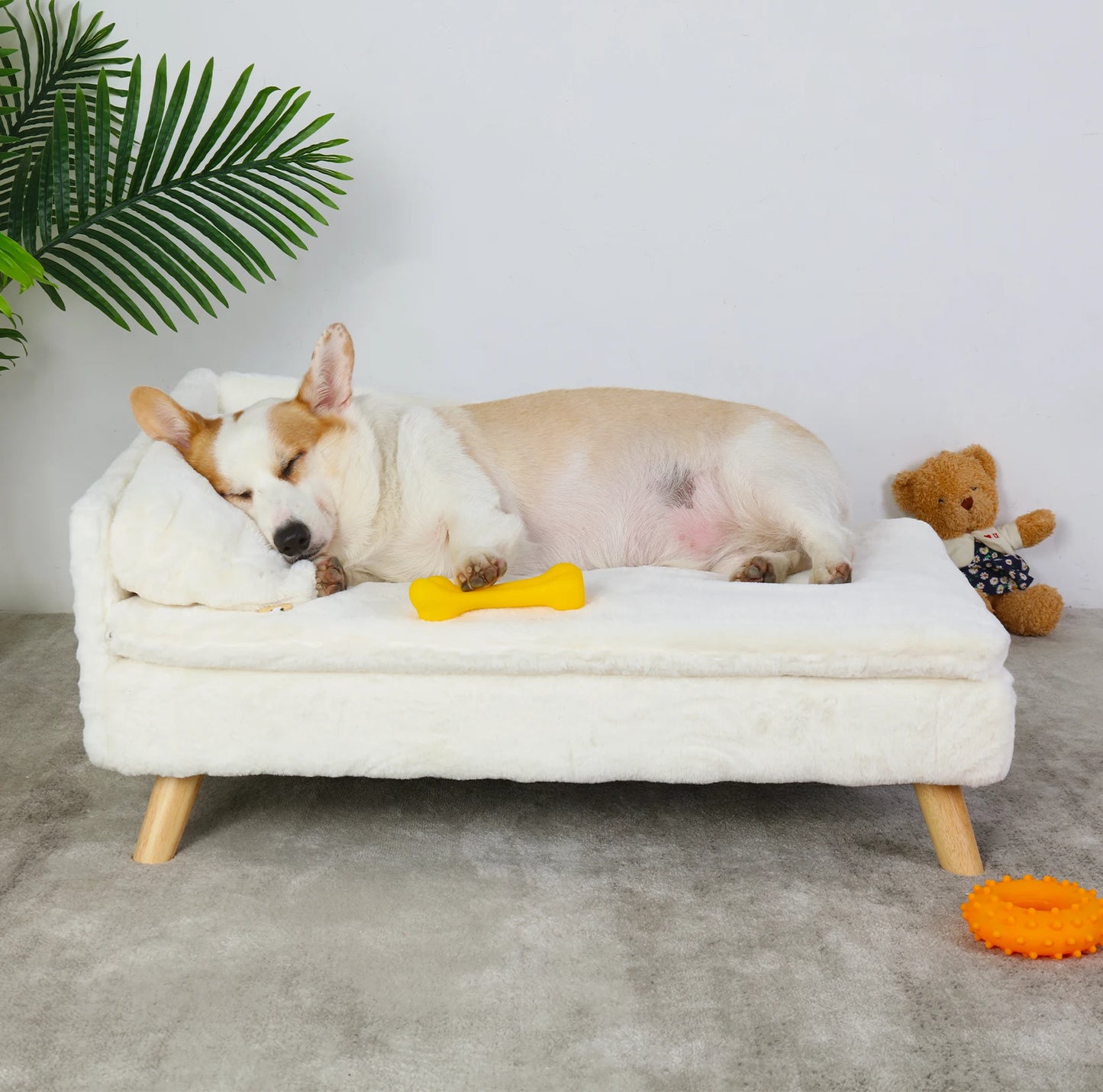 L-Shaped Plush Elevated Pet Bed