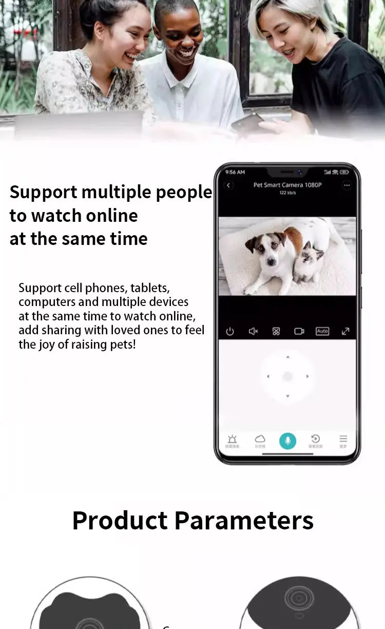AI Intelligent Detection Pet Smart Camera - 1080P Voice Control