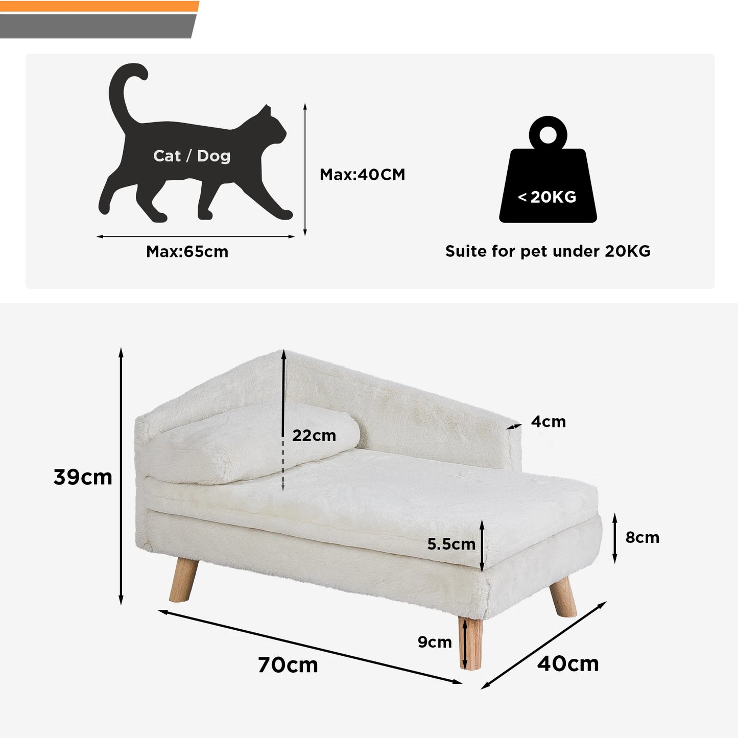 L-Shaped Plush Elevated Pet Bed