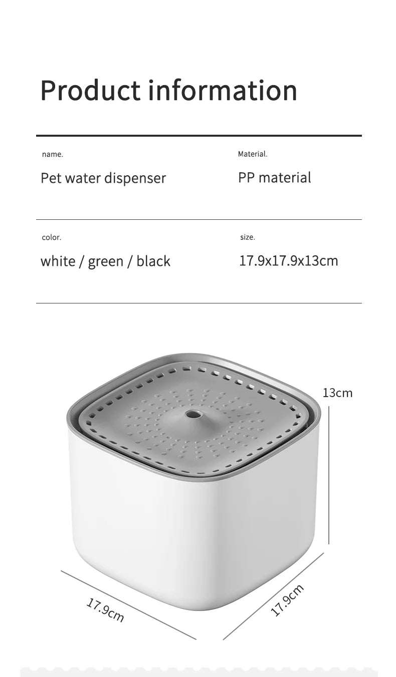 3L Filtered Water Fountain for Dogs & Cats - Ideal for Muti Pets Family