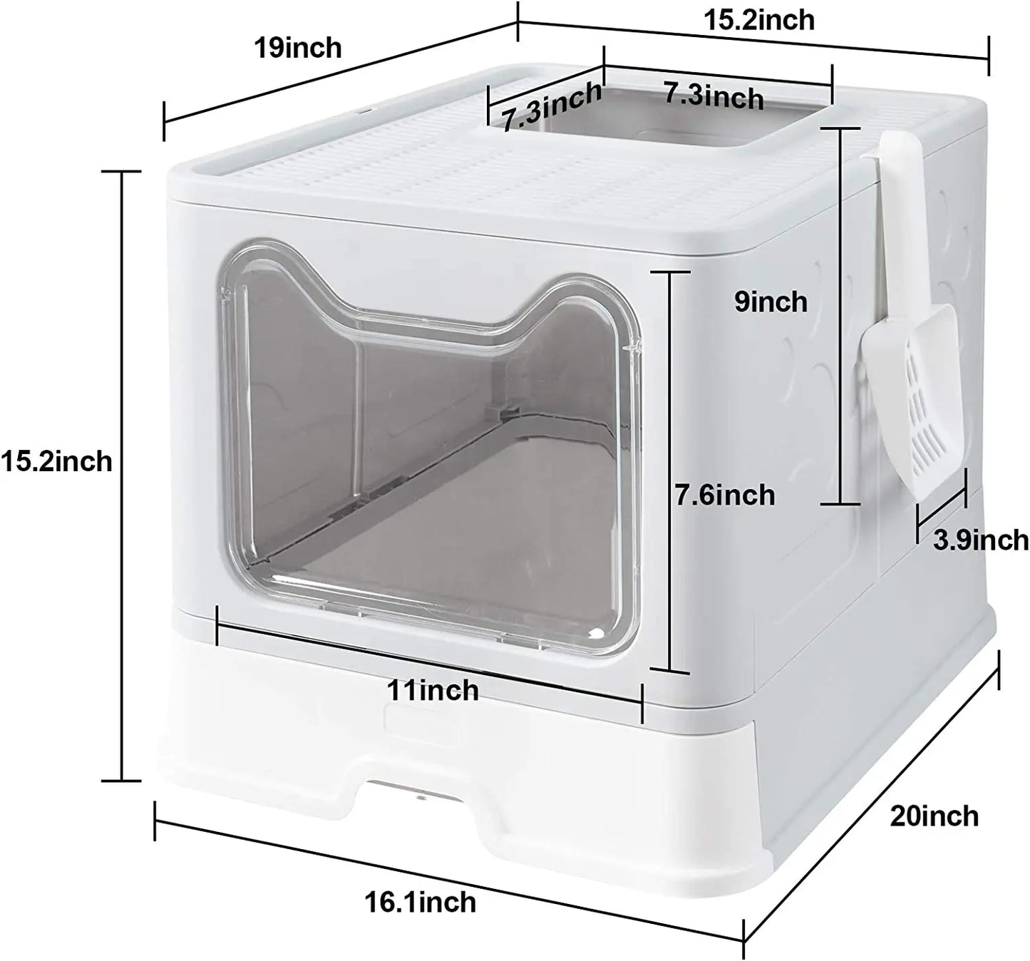 Foldable Semi-Closed Cat Litter Box with Drawer