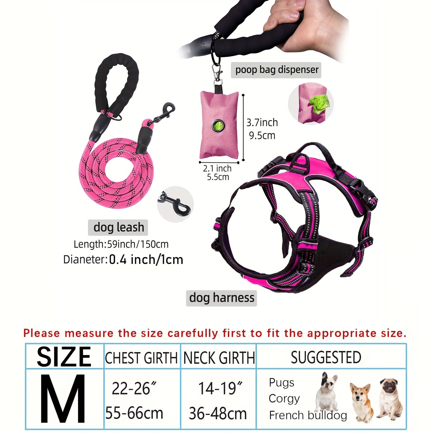 Adjustable Escape-Proof Dog Harness Set for Medium & Large Dogs