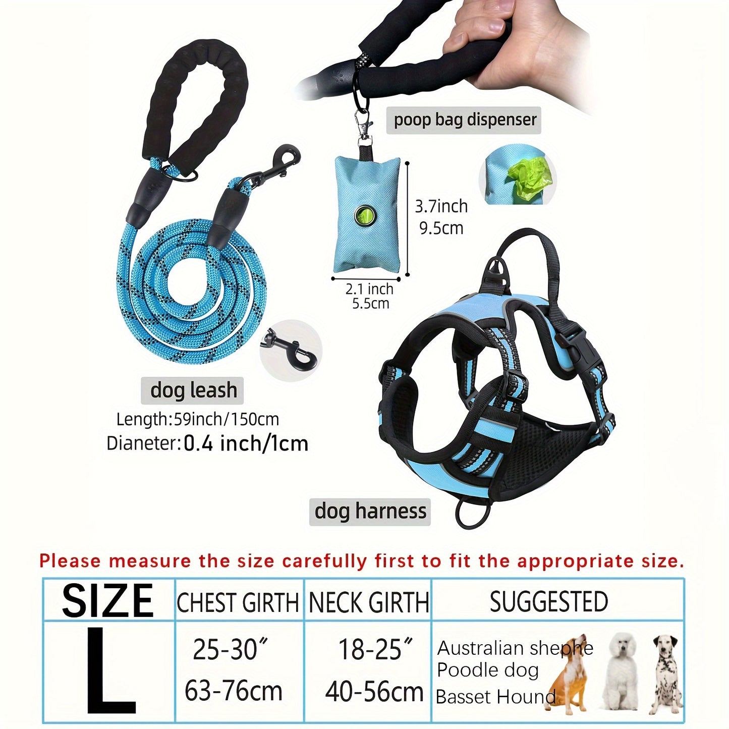 Adjustable Escape-Proof Dog Harness Set for Medium & Large Dogs