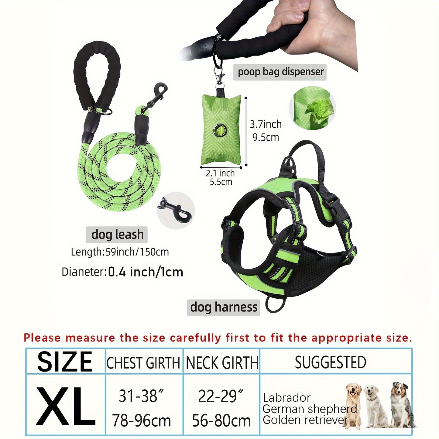 Adjustable Escape-Proof Dog Harness Set for Medium & Large Dogs