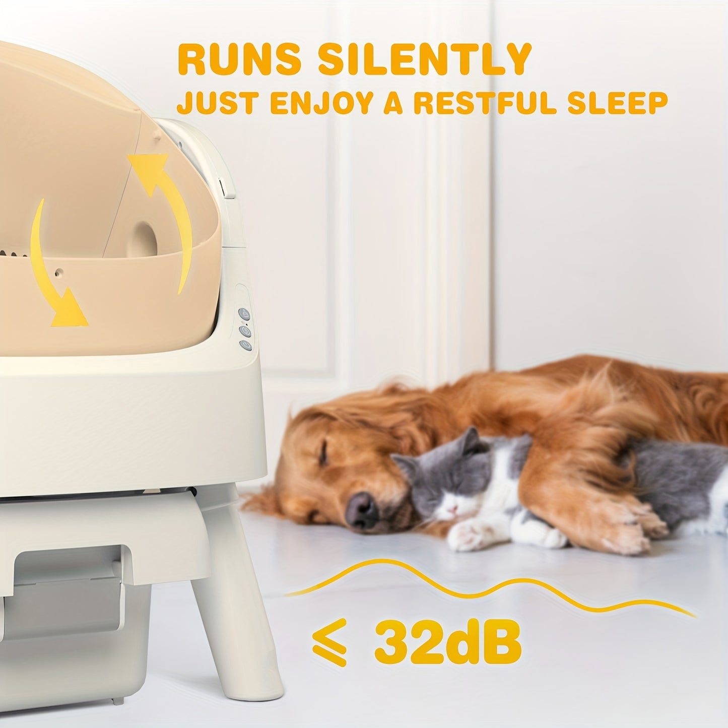 Self-Cleaning Cat Litter Box for Multiple Cats – Odor-Free Waste Disposal includes Trash Bags
