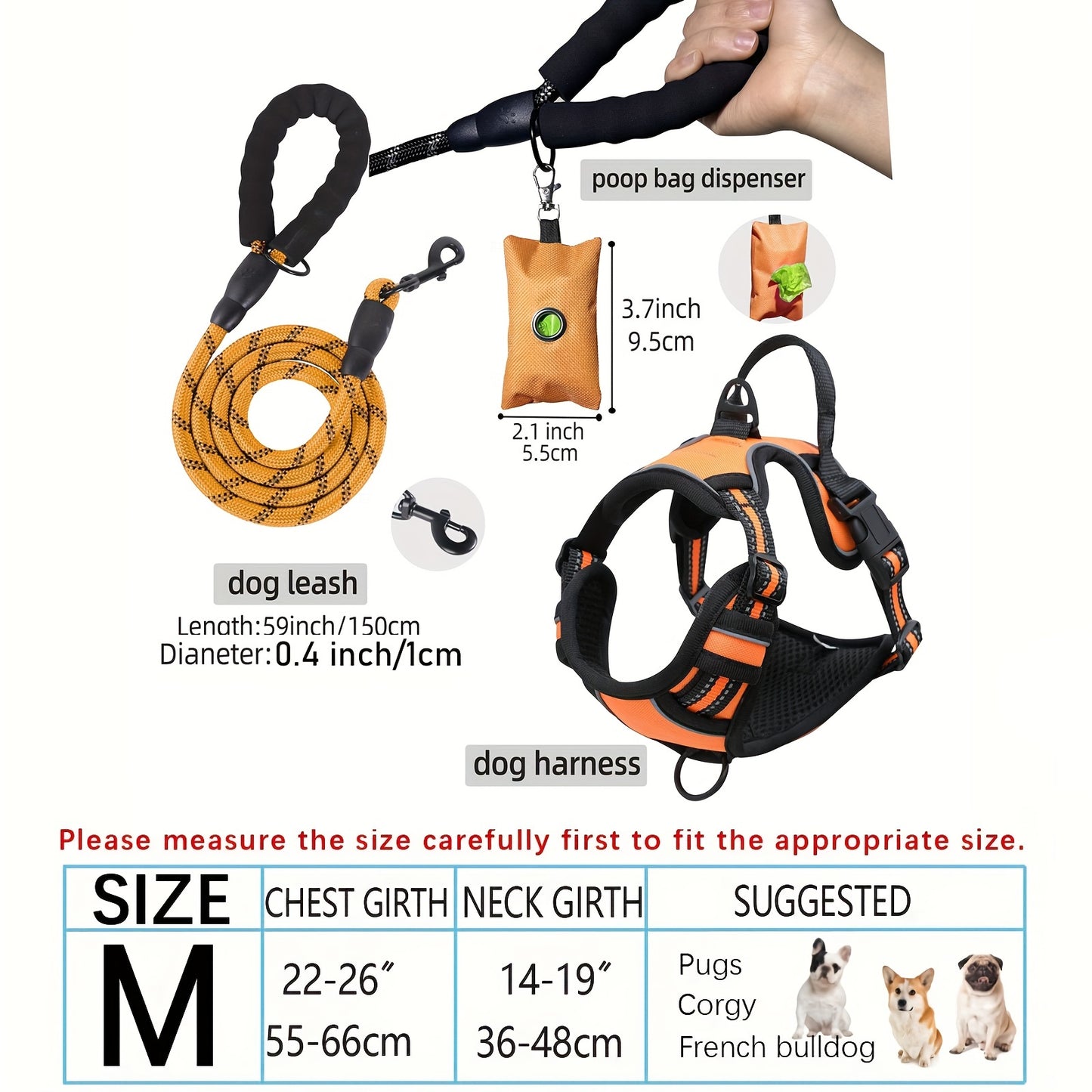 Adjustable Escape-Proof Dog Harness Set for Medium & Large Dogs