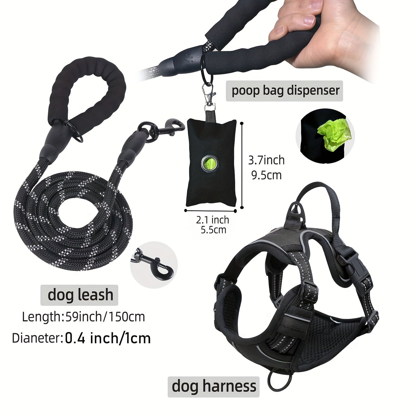 Adjustable Escape-Proof Dog Harness Set for Medium & Large Dogs