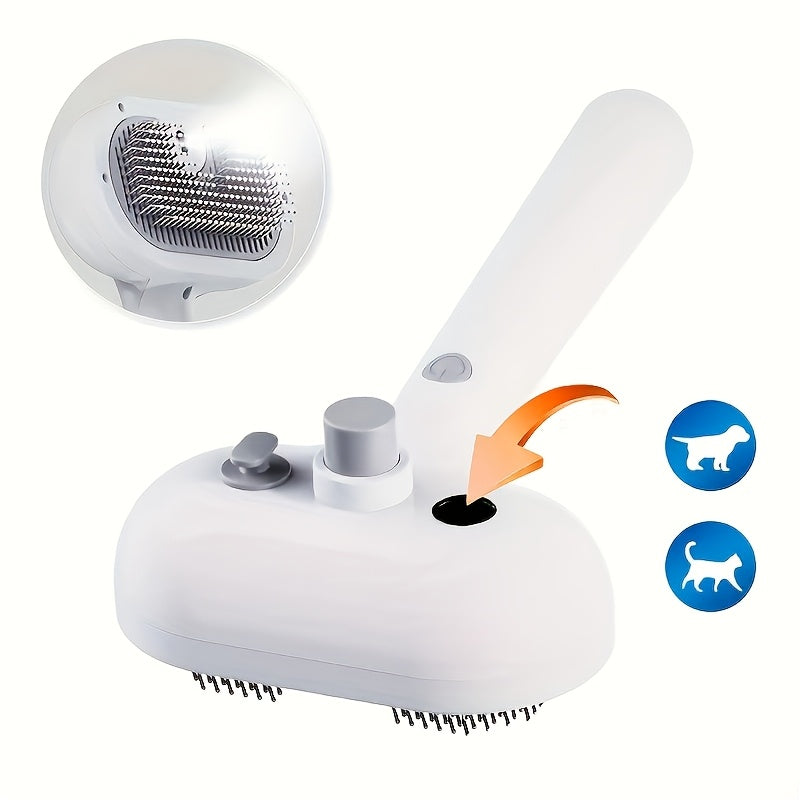Pet Mist & Grooming Brush - Cat & Dog Brush with Stainless Steel Bristles, Efficient Hair Removal, USB Rechargeable